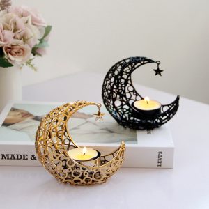 light-luxury-crescent-moon-star-moon-black-gold-metal-candle-holder-modern-romantic-wedding-christmas-candle-cup-home-decor